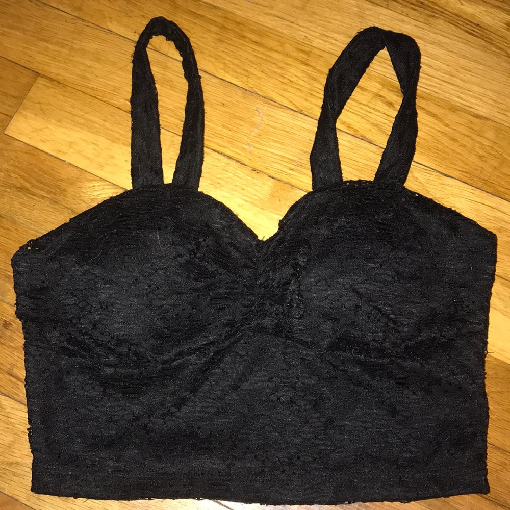 Black lace crop top